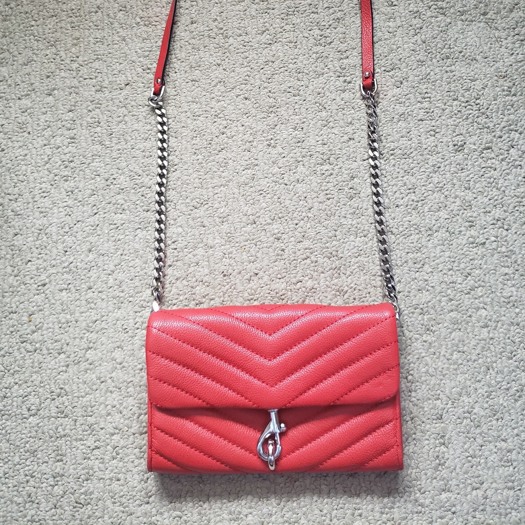 Red Rebecca Minkoff Eddie Leather Wallet On Chain